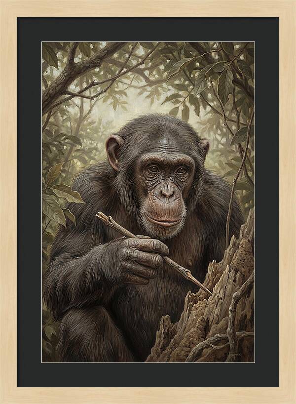 Chimpanzee Using Tools