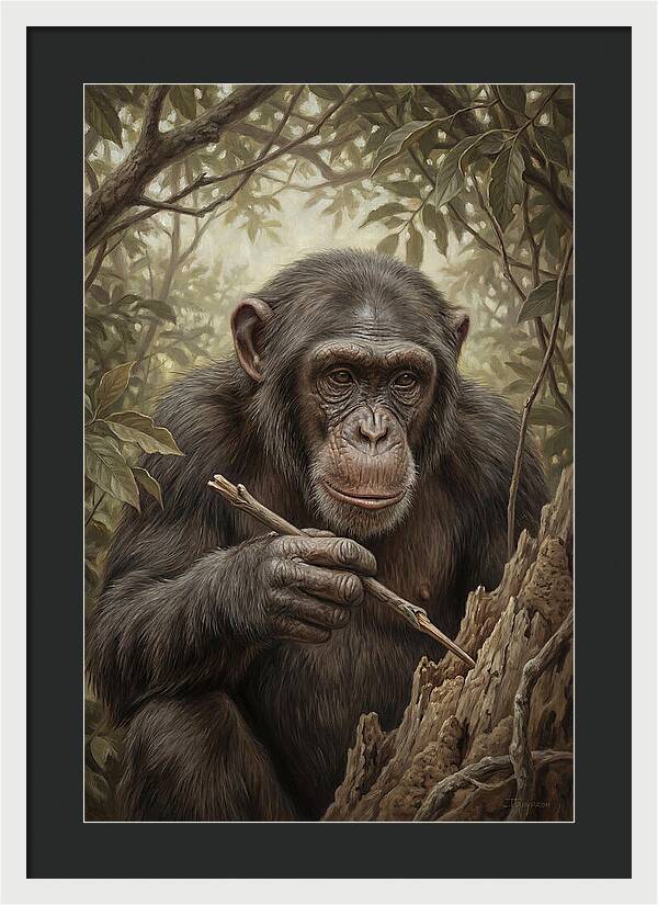 Chimpanzee Using Tools