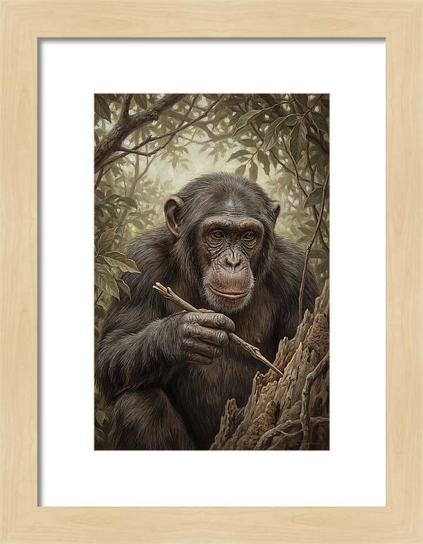 Chimpanzee Using Tools