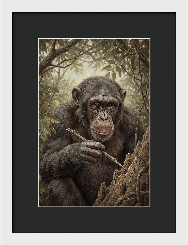 Chimpanzee Using Tools