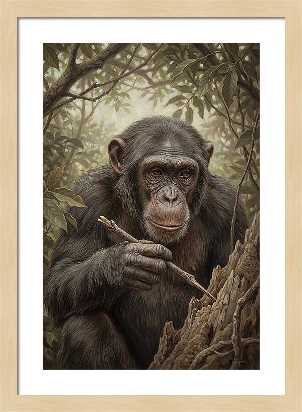 Chimpanzee Using Tools