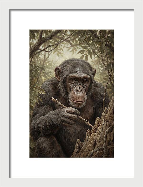 Chimpanzee Using Tools