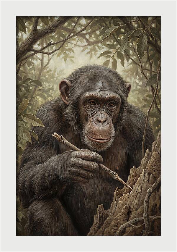Chimpanzee Using Tools