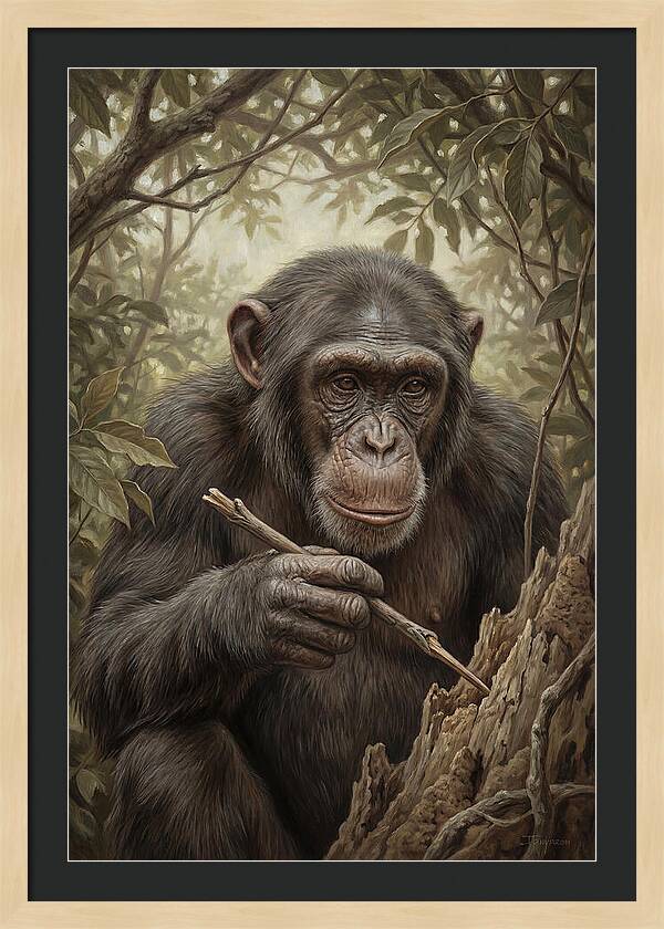 Chimpanzee Using Tools