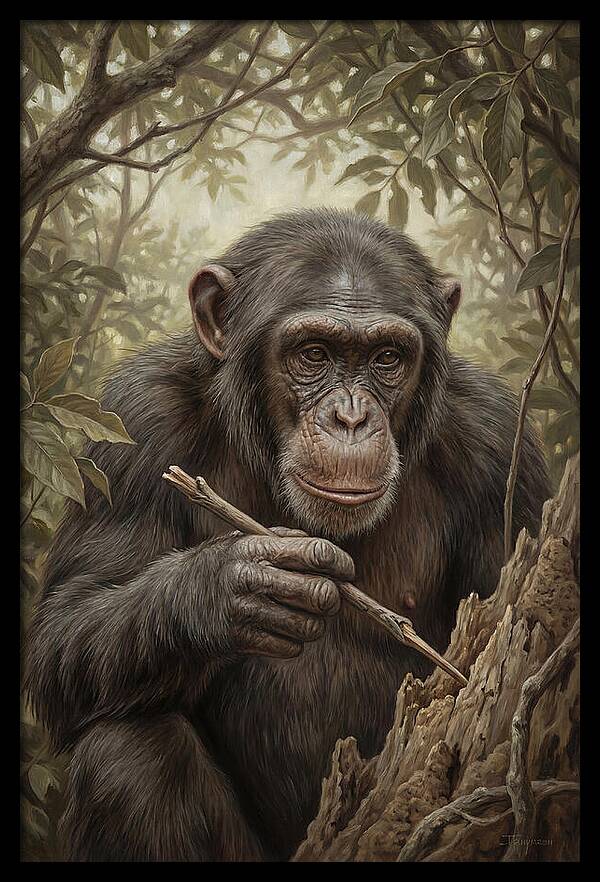 Chimpanzee Using Tools