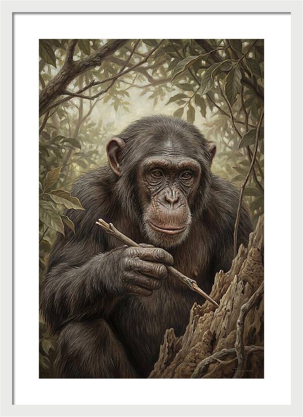 Chimpanzee Using Tools