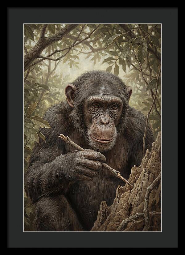 Chimpanzee Using Tools