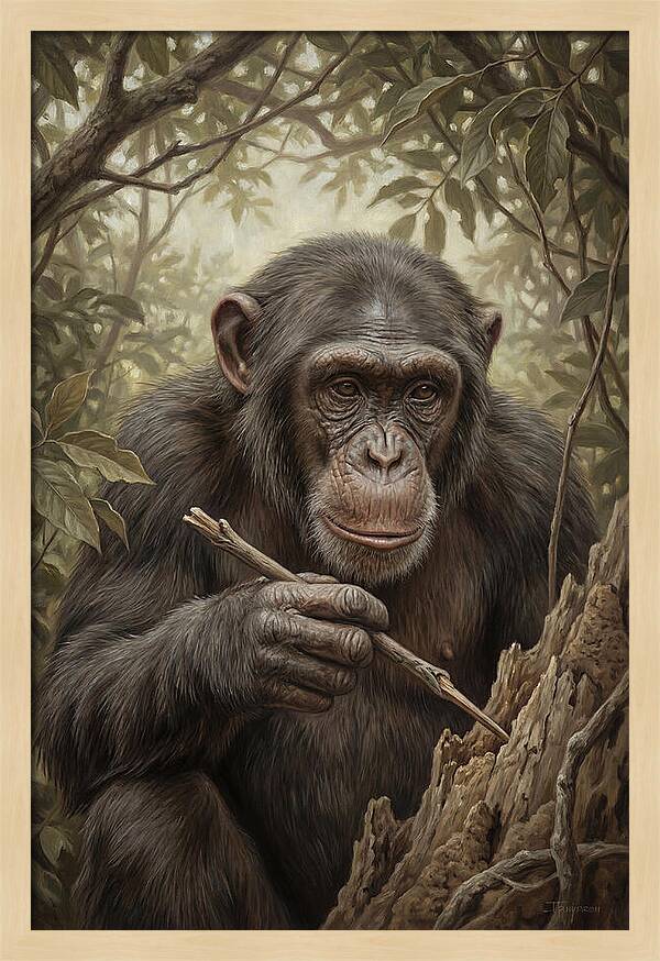 Chimpanzee Using Tools