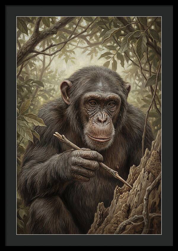 Chimpanzee Using Tools