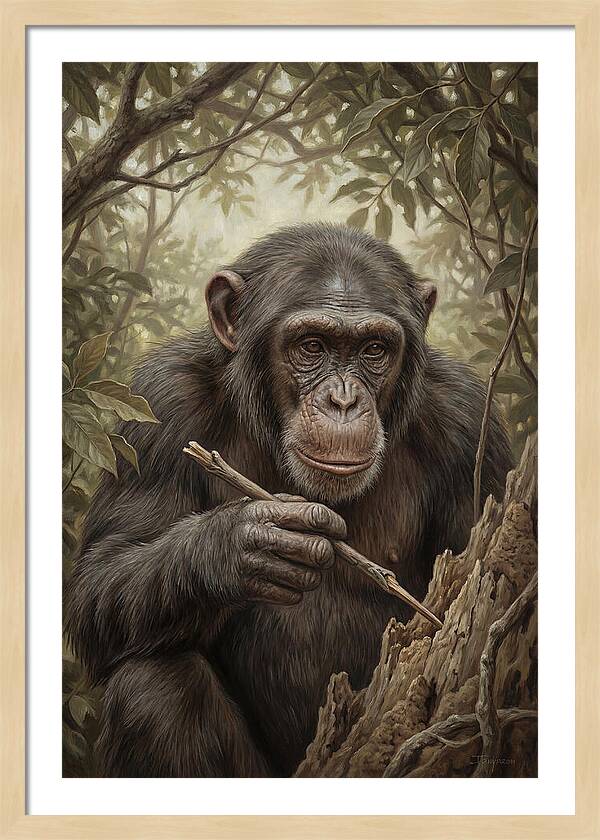 Chimpanzee Using Tools