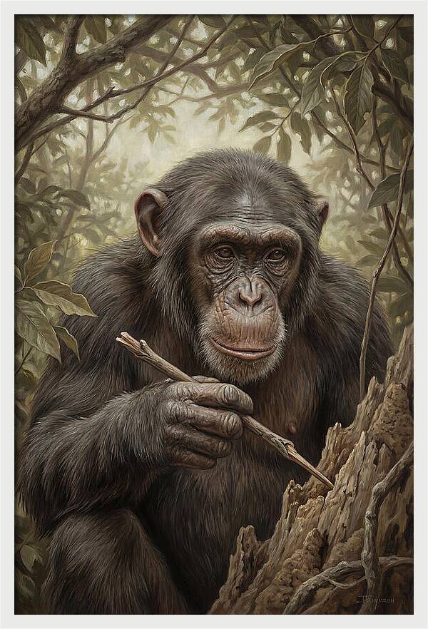 Chimpanzee Using Tools