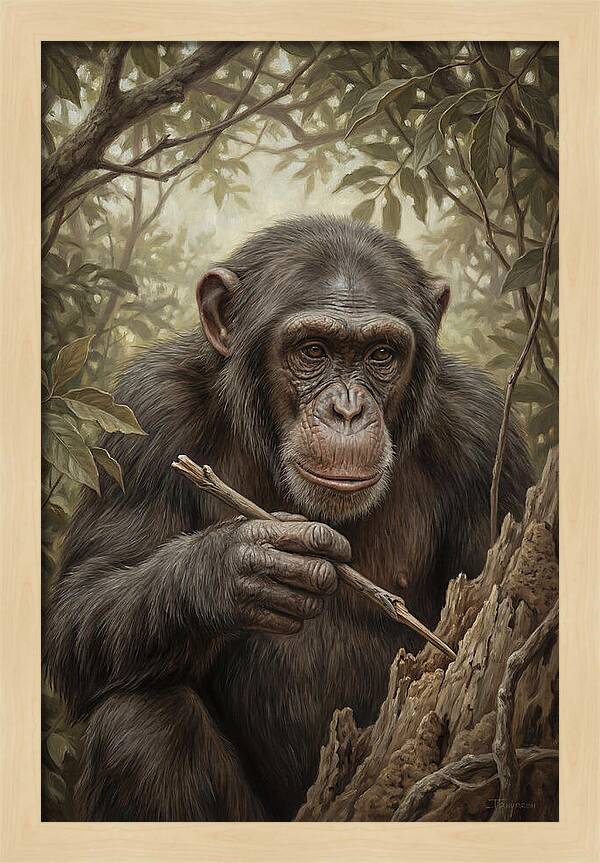 Chimpanzee Using Tools