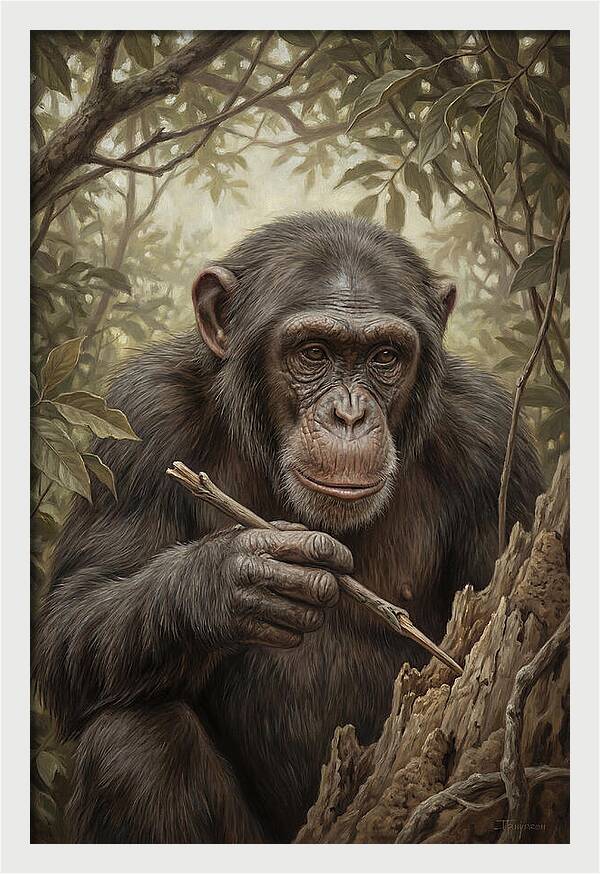 Chimpanzee Using Tools