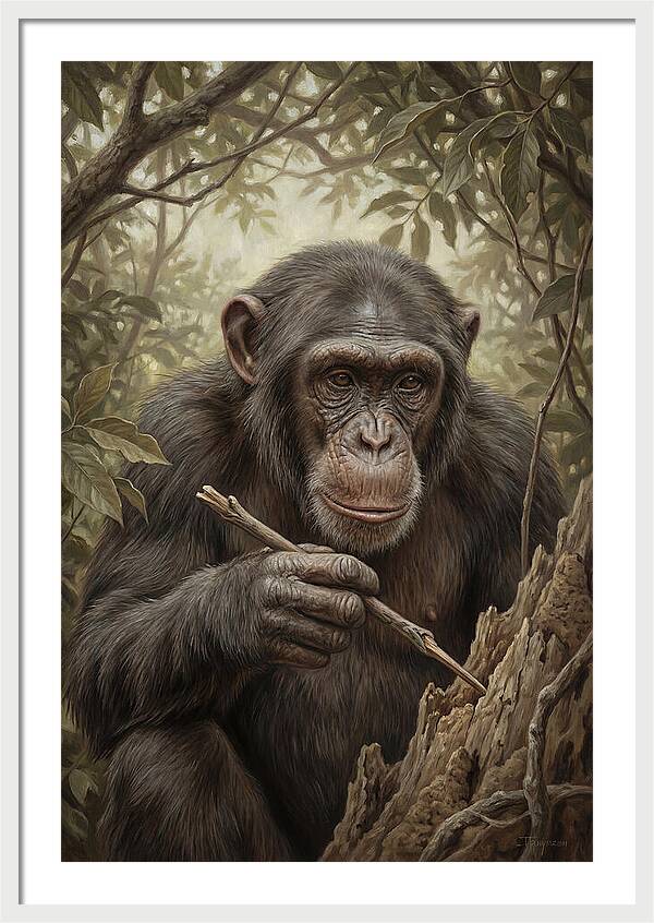 Chimpanzee Using Tools