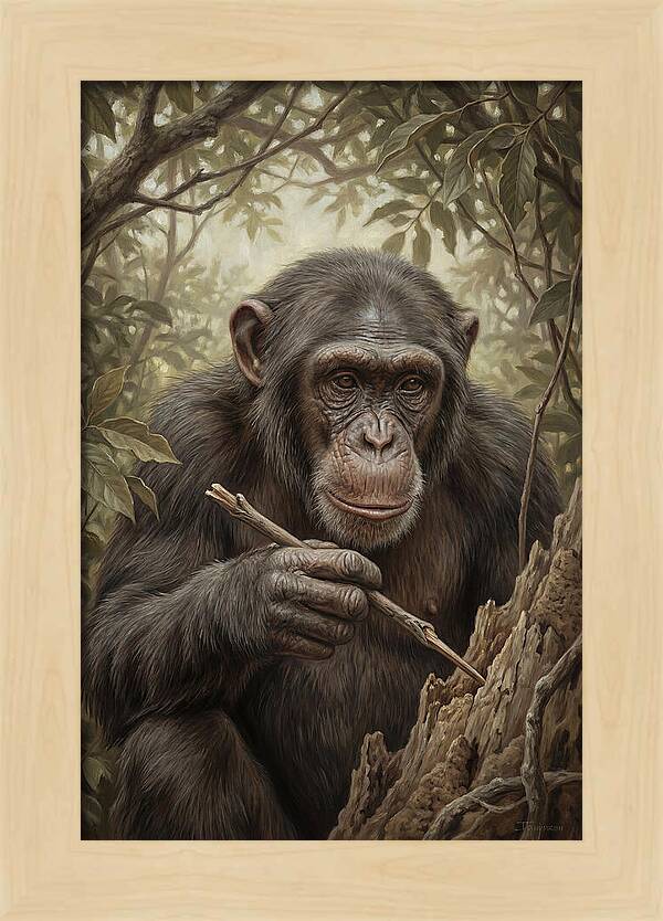 Chimpanzee Using Tools