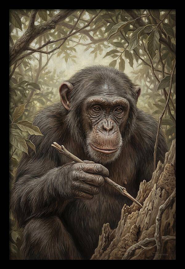 Chimpanzee Using Tools