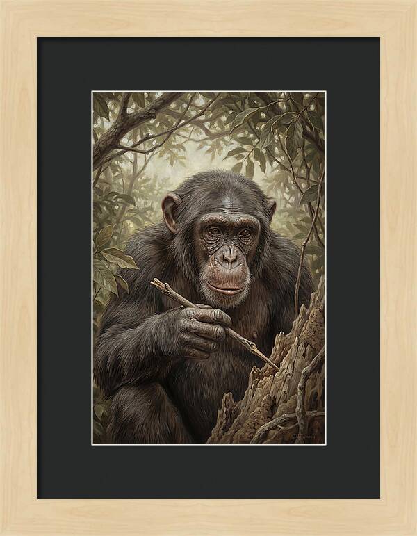 Chimpanzee Using Tools