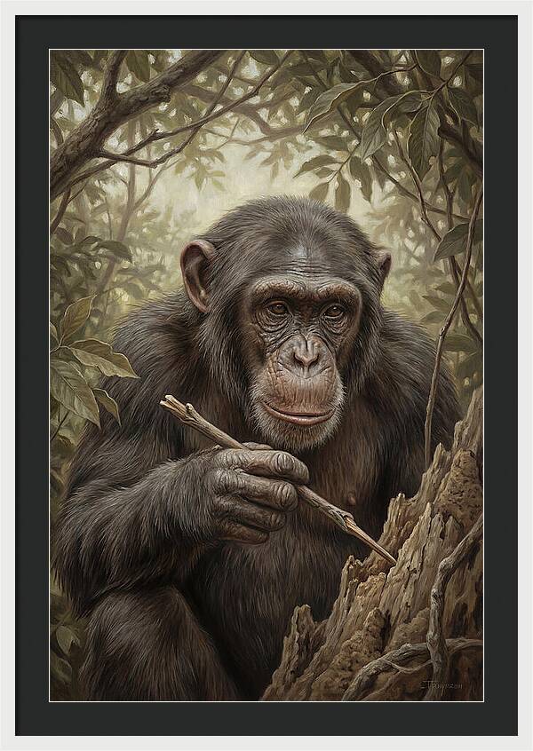 Chimpanzee Using Tools