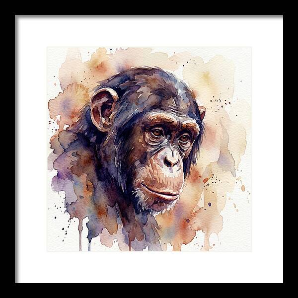 Chimpanzee Watercolor Portrait