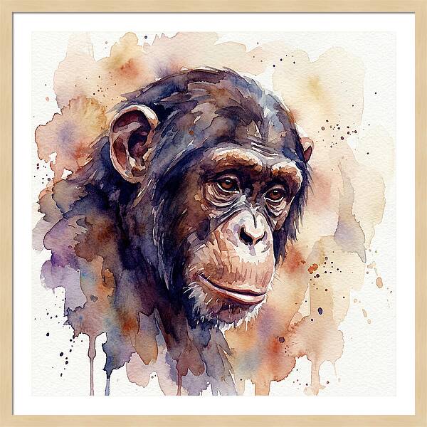 Chimpanzee Watercolor Portrait