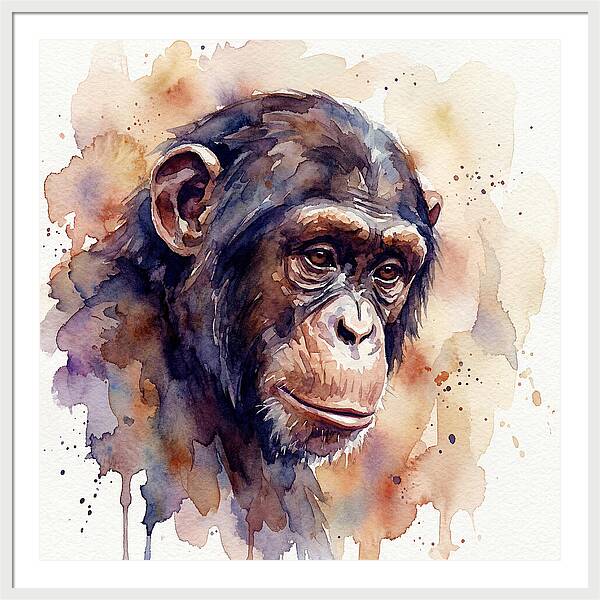 Chimpanzee Watercolor Portrait
