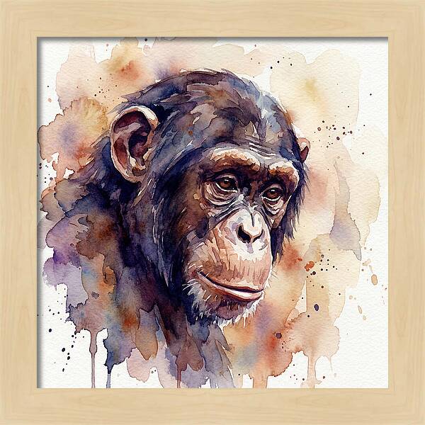 Chimpanzee Watercolor Portrait
