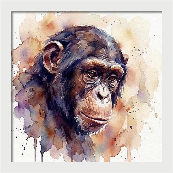 Chimpanzee Watercolor Portrait