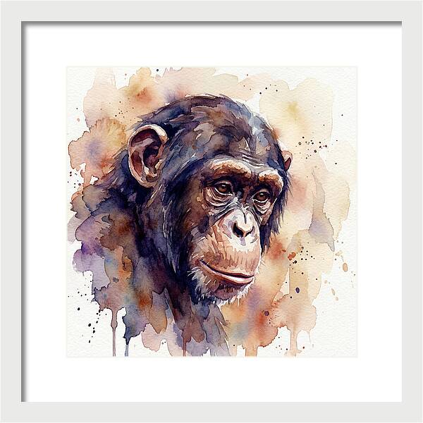 Chimpanzee Watercolor Portrait