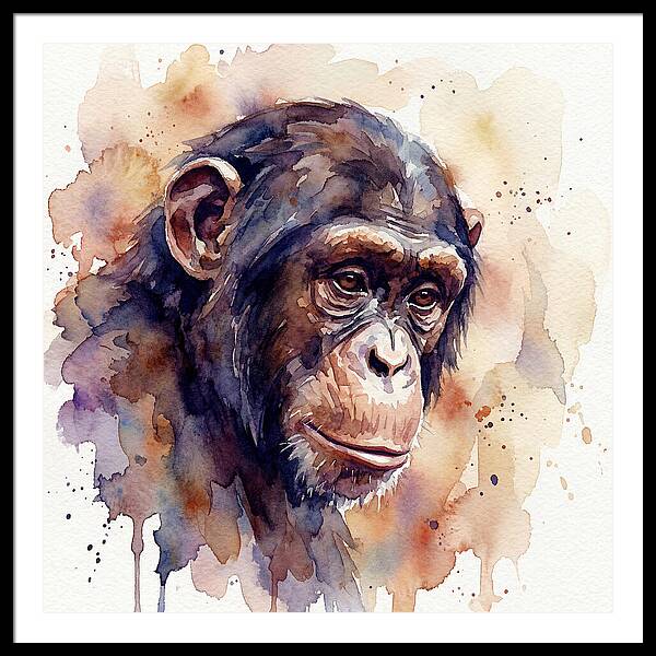 Chimpanzee Watercolor Portrait