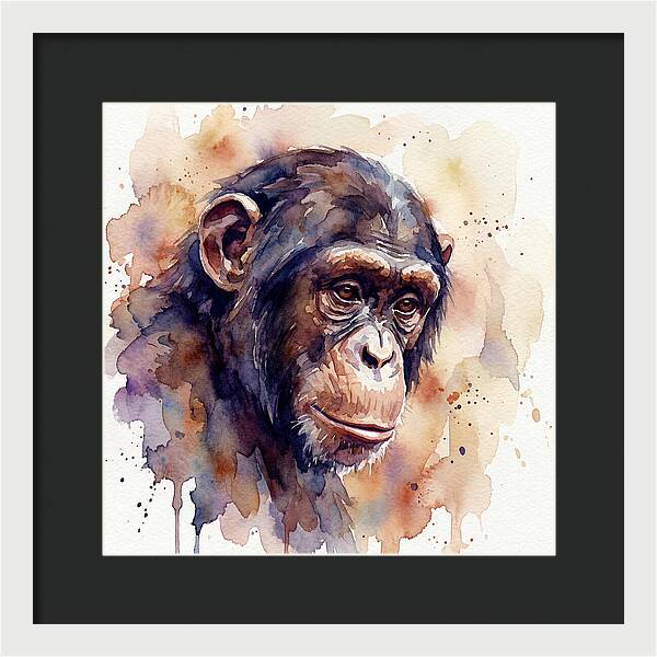 Chimpanzee Watercolor Portrait