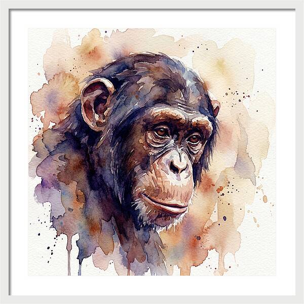 Chimpanzee Watercolor Portrait