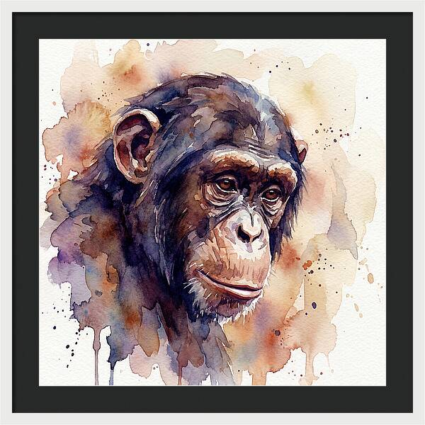 Chimpanzee Watercolor Portrait