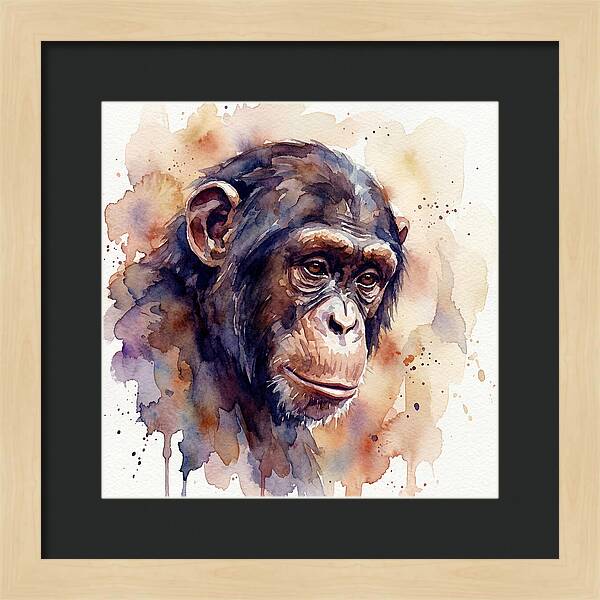 Chimpanzee Watercolor Portrait