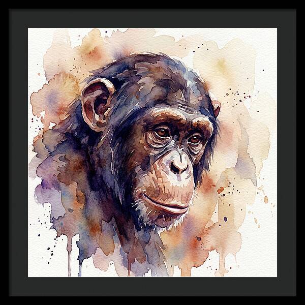 Chimpanzee Watercolor Portrait
