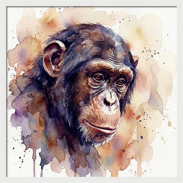 Chimpanzee Watercolor Portrait