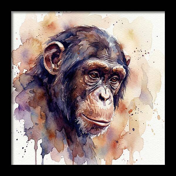 Chimpanzee Watercolor Portrait