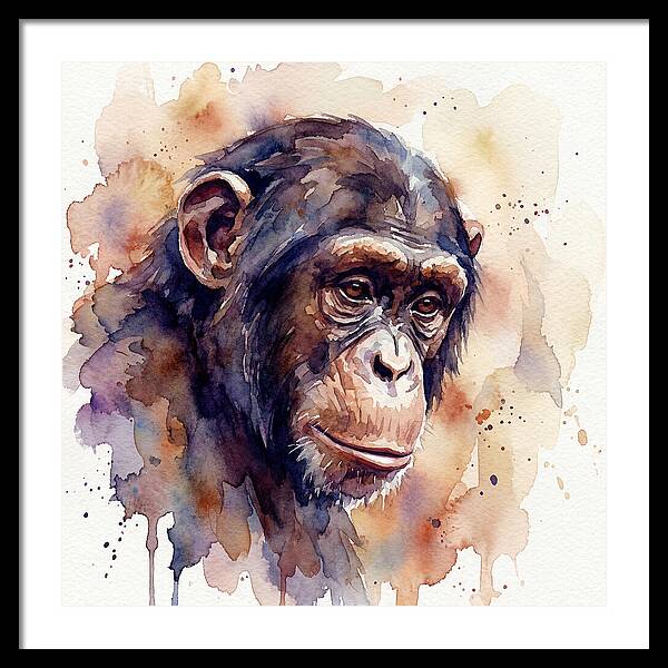 Chimpanzee Watercolor Portrait