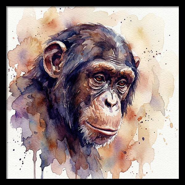 Chimpanzee Watercolor Portrait