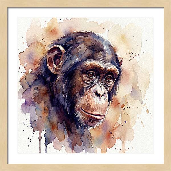 Chimpanzee Watercolor Portrait