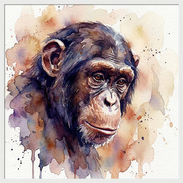 Chimpanzee Watercolor Portrait