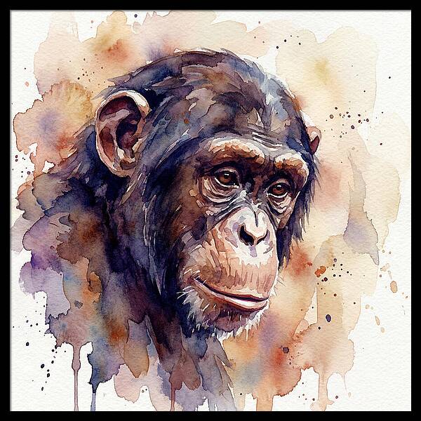 Chimpanzee Watercolor Portrait
