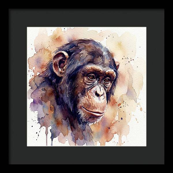 Chimpanzee Watercolor Portrait