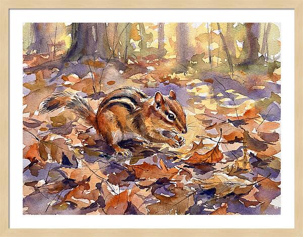 Chipmunk Among Autumn Leaves