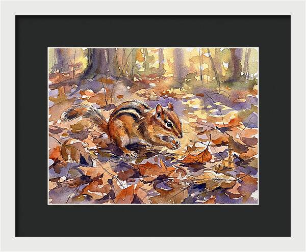 Chipmunk Among Autumn Leaves