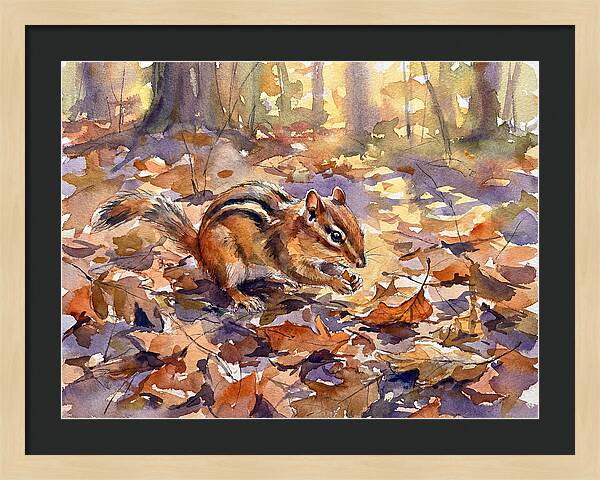 Chipmunk Among Autumn Leaves