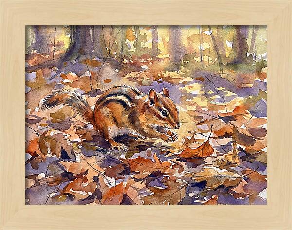 Chipmunk Among Autumn Leaves