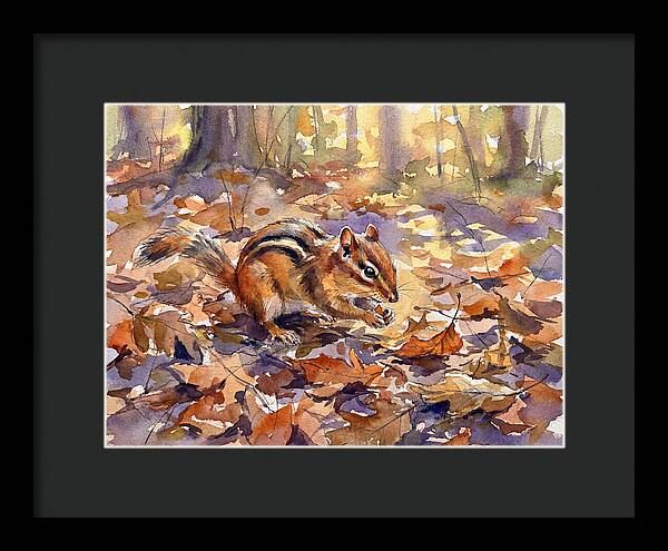Chipmunk Among Autumn Leaves