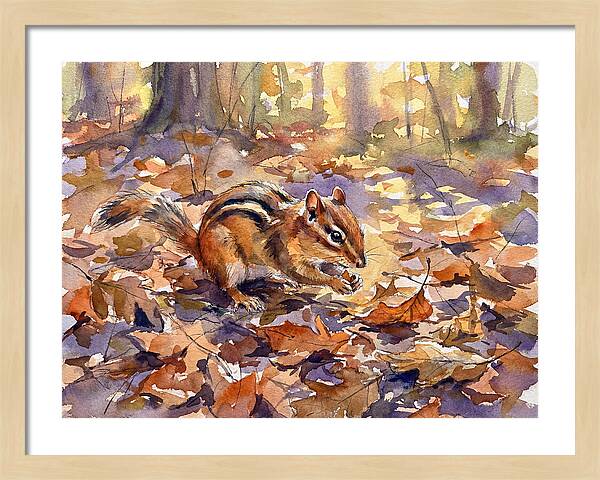 Chipmunk Among Autumn Leaves