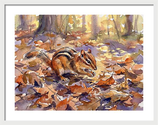 Chipmunk Among Autumn Leaves