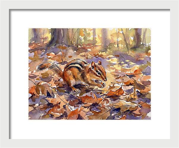 Chipmunk Among Autumn Leaves